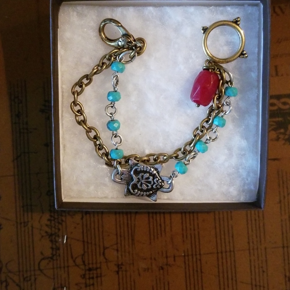 Bracelet, Double Strand, 7", Gold & Silver
